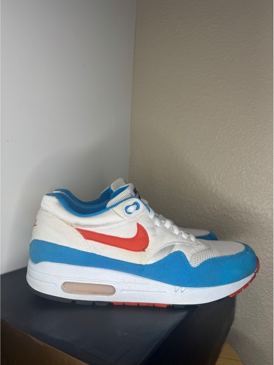 Nike Other - Nike Air Max 1 White Blue Orange Men’s Size 8.5 Sneakers Used w/ Box & Suede Bag